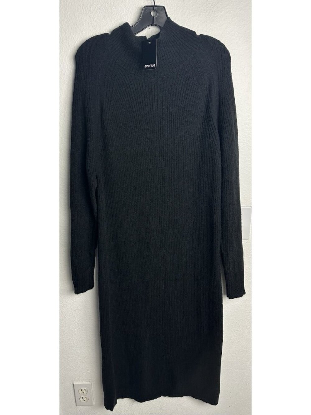 NWT Avenue Dress Callie Sweater Womens 18/20 Black Ribbed Knit Mock Neck Midi - Picture 2 of 11